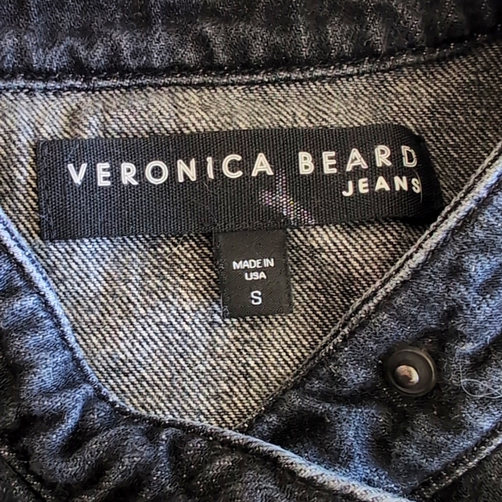 VERONICA BEARD Annie Cargo Denim Jumpsuit in Washed Onyx Black Size S - Picture 4 of 14